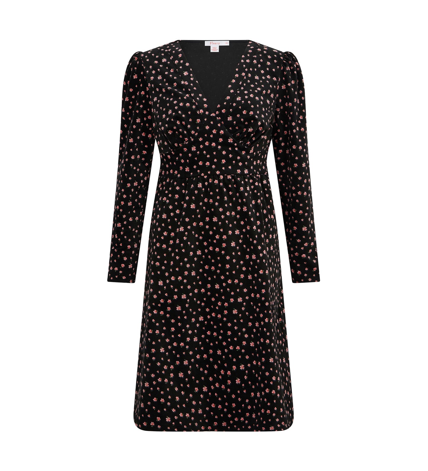 Patty Black Floral Velveteen Dress