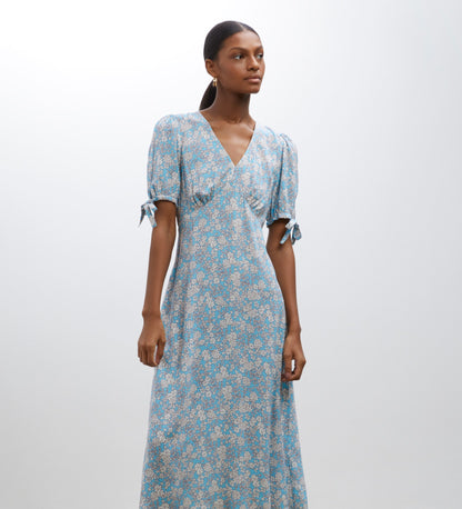 Claire Blue Ditsy Midi Dress