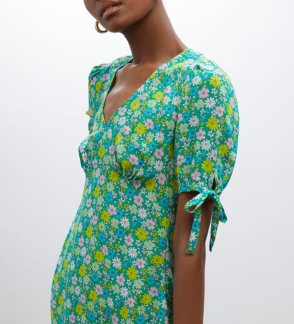 Claire Green Daisy Print Midi Dress