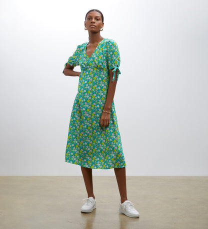 Claire Green Daisy Print Midi Dress