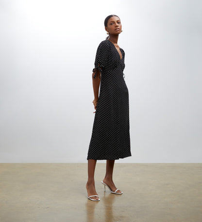 Claire Black Spot Midi Dress