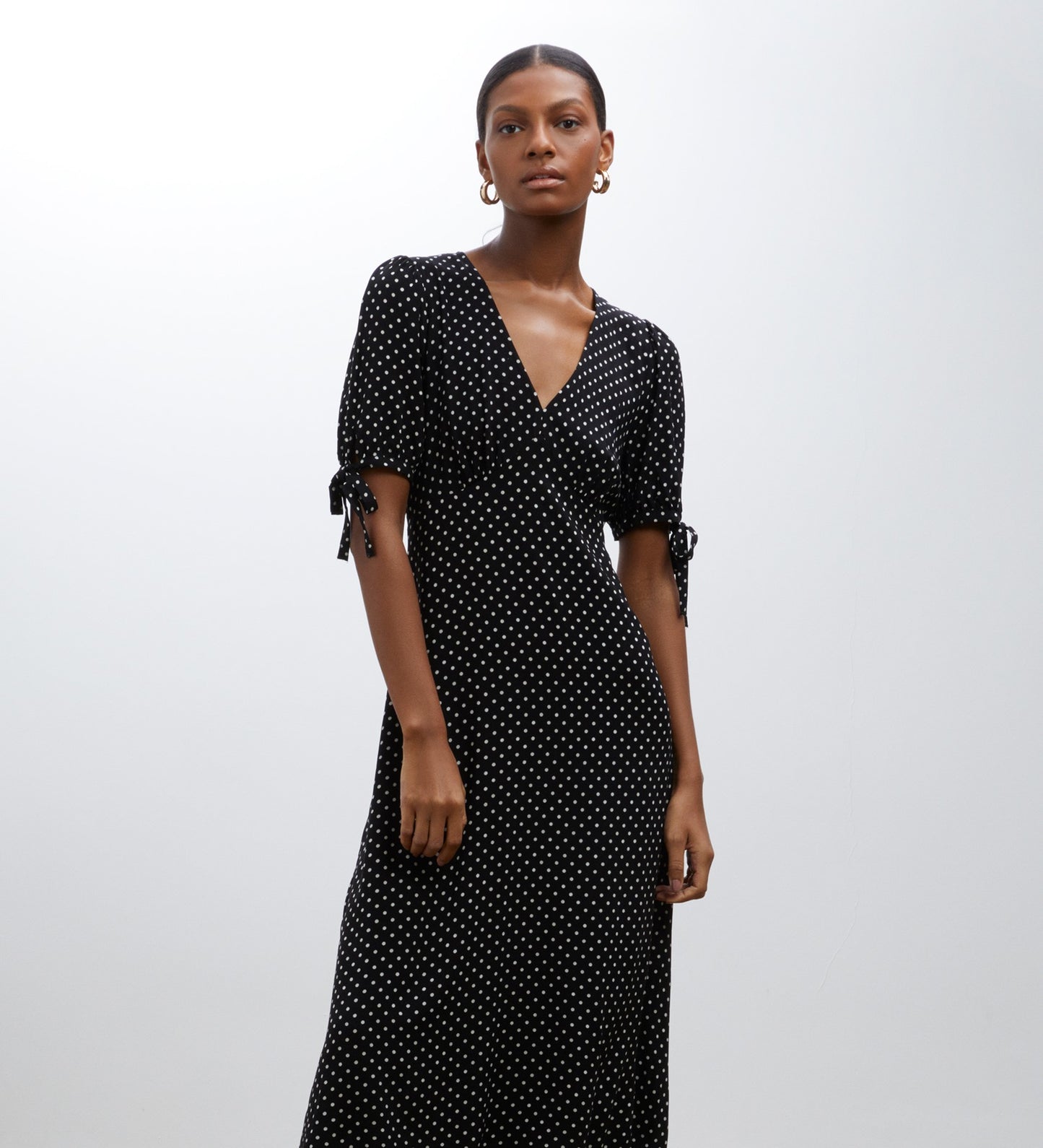 Claire Black Spot Midi Dress