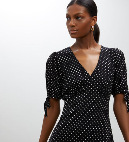 Claire Black Spot Midi Dress