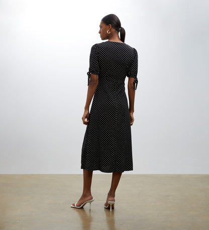 Claire Black Spot Midi Dress