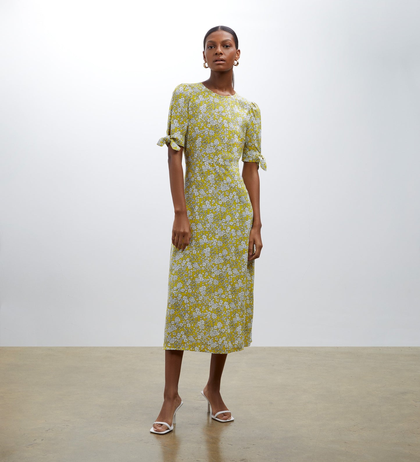 Caley Lime Floral Midi Dress