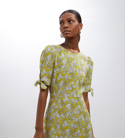 Caley Lime Floral Midi Dress