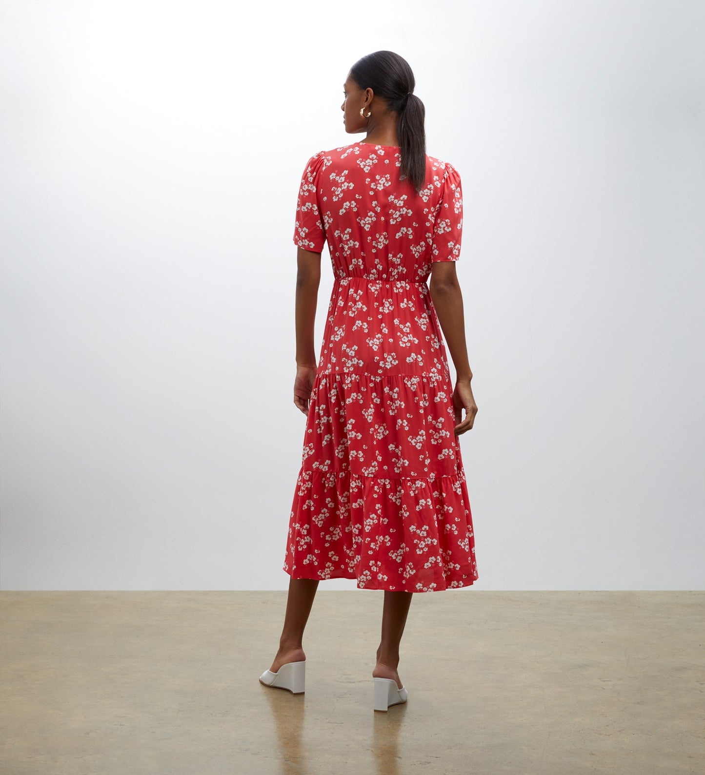 Amara Red Blossom Midi Dress