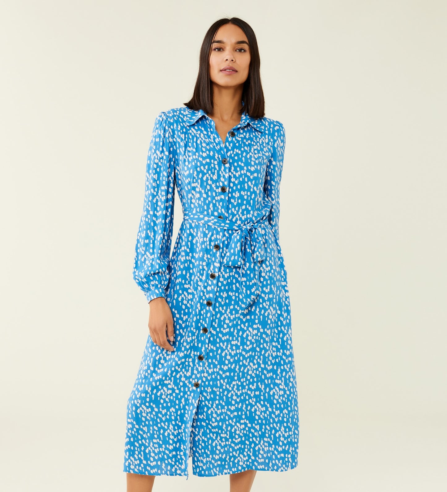 Agrata Blue Dashes Midi Shirt Dress