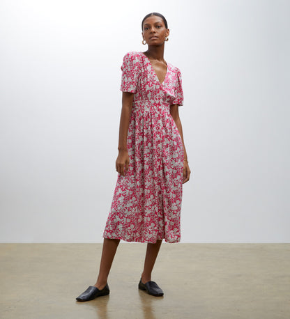 Petulia Pink Ditsy Midi Dress