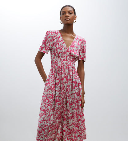 Petulia Pink Ditsy Midi Dress