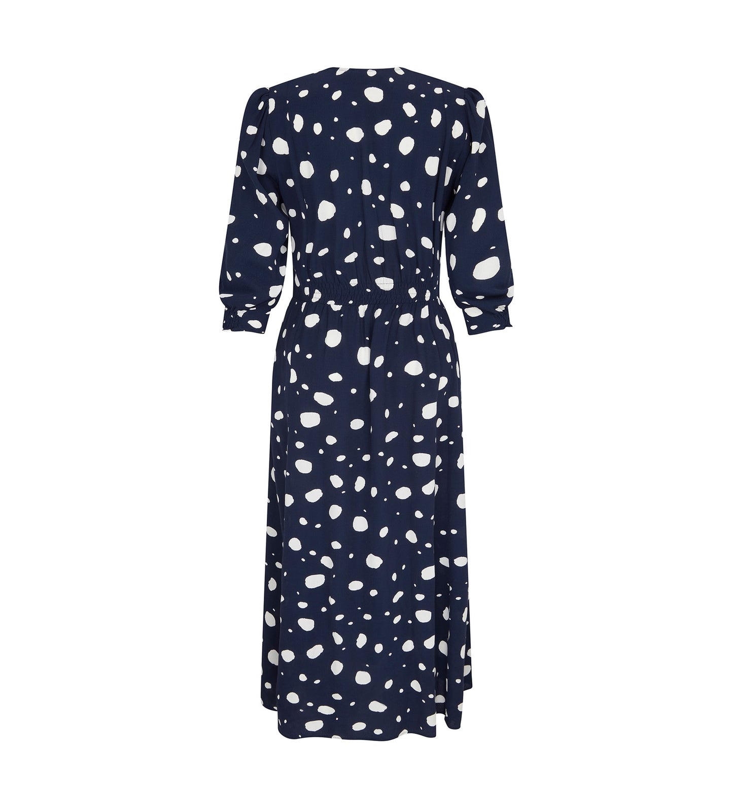 Norla Navy Spot Crepe Midi Dress