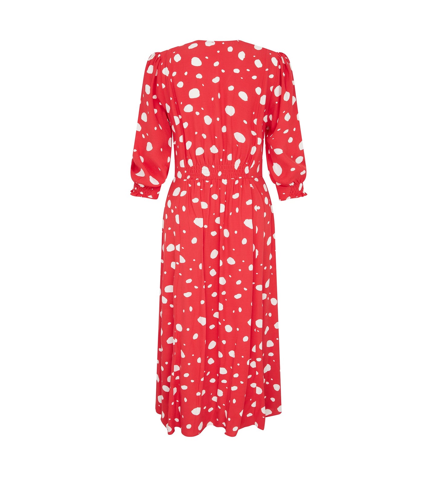 Norla Red Polka Dot Crepe Midi Dress