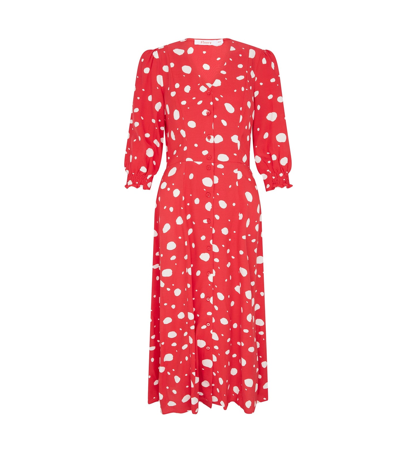 Norla Red Polka Dot Crepe Midi Dress