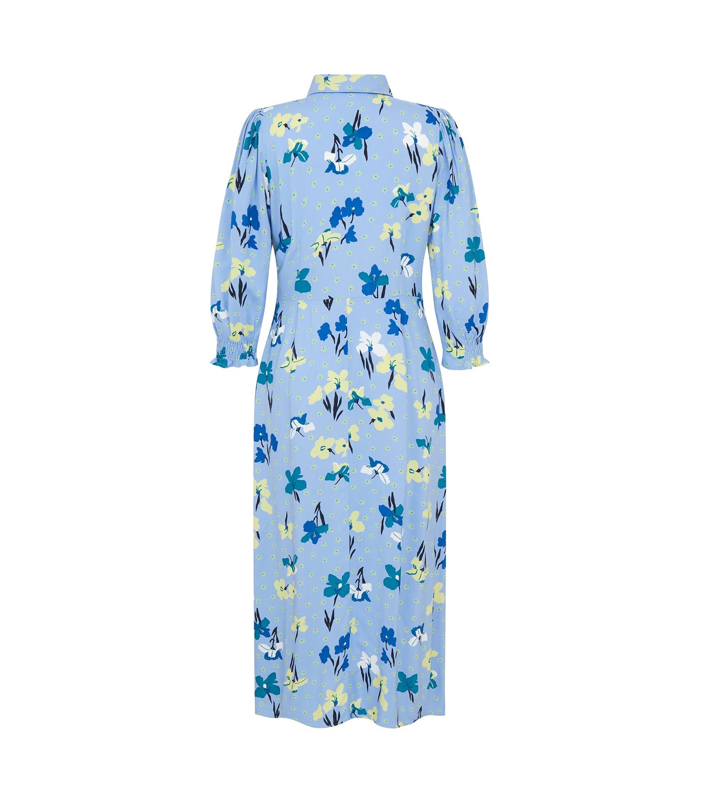 Lisia Blue Petals Midi Shirt Dress