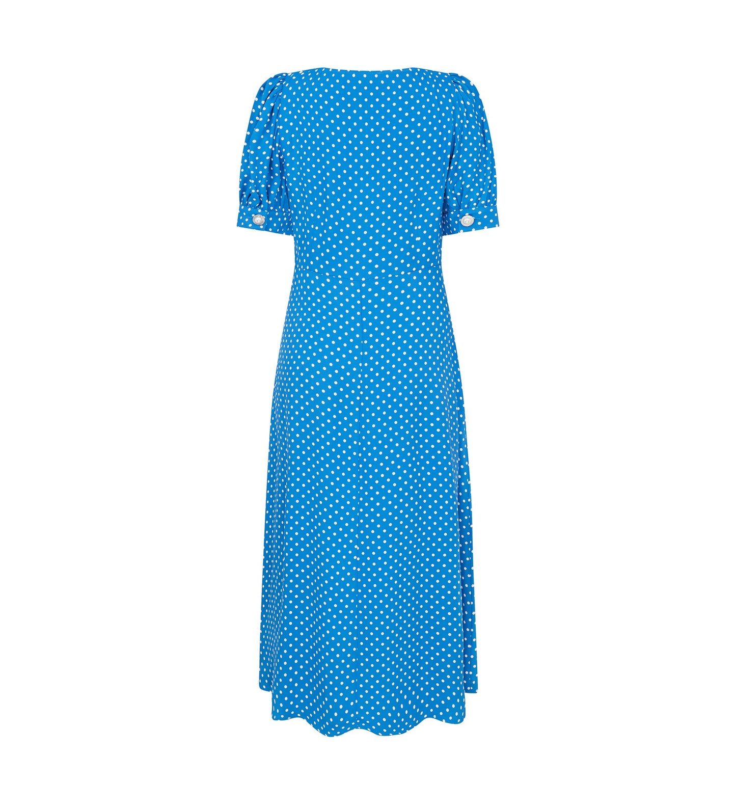 Talise Blue Polka Dot Print Midi Dress