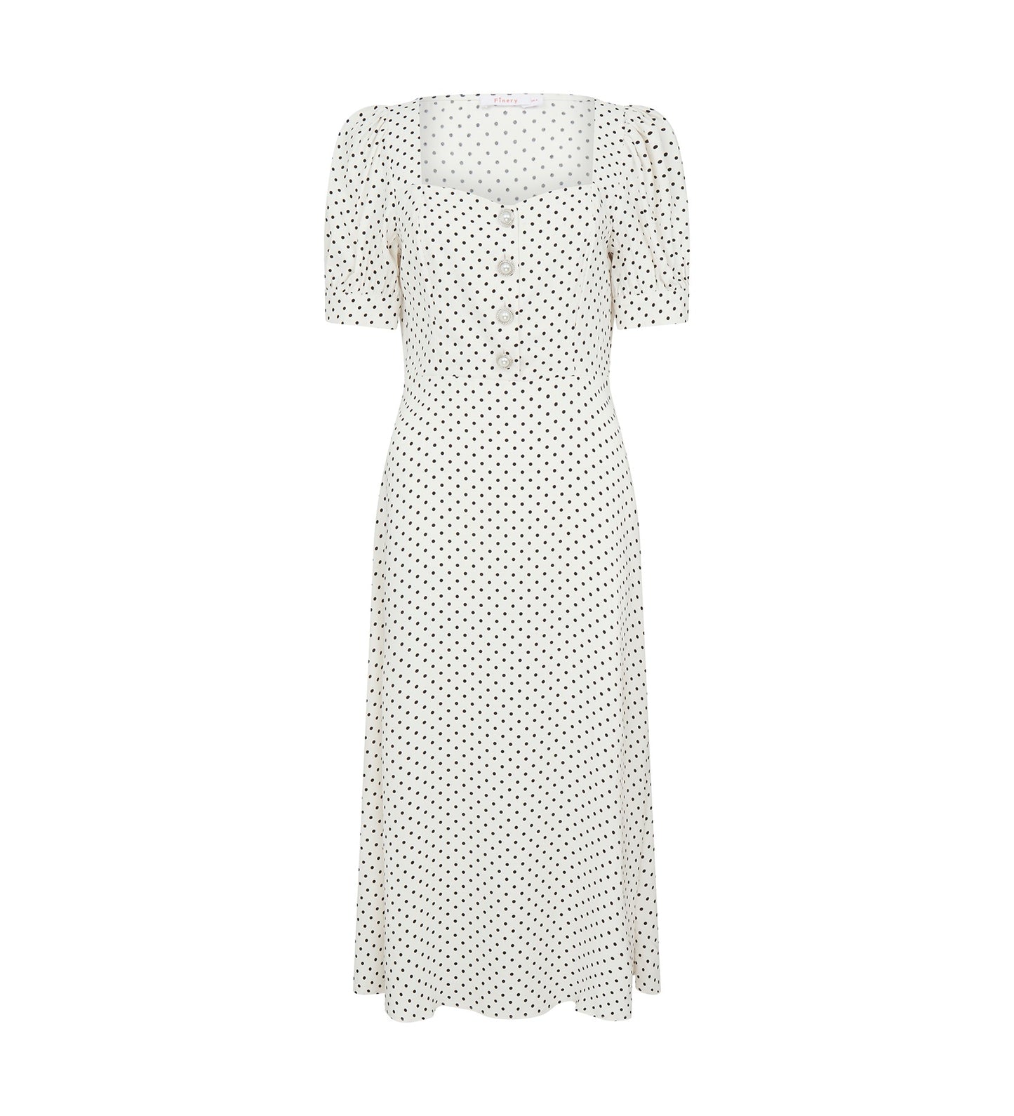 Talise Cream Spot Print Midi Dress