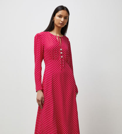 Lina Magenta Spot Midi Dress