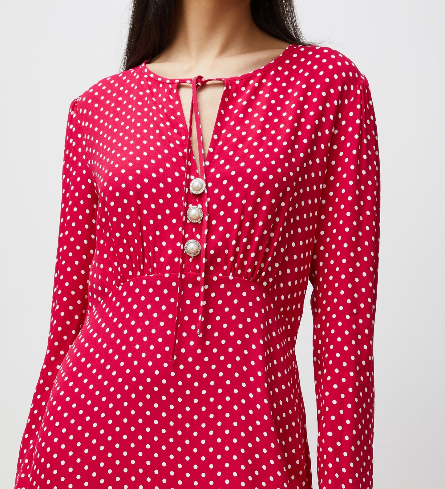 Lina Magenta Polka Dot Midi Dress