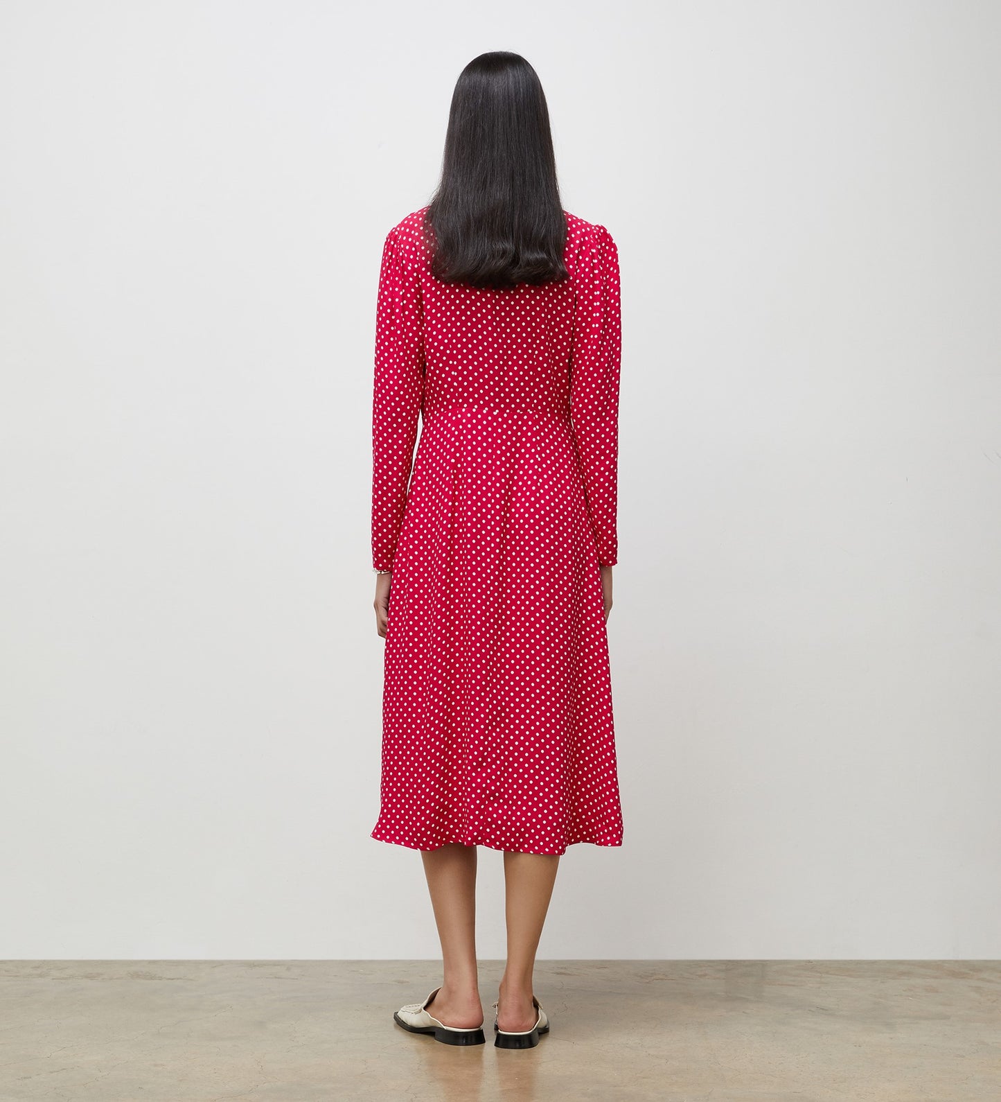 Lina Magenta Polka Dot Midi Dress