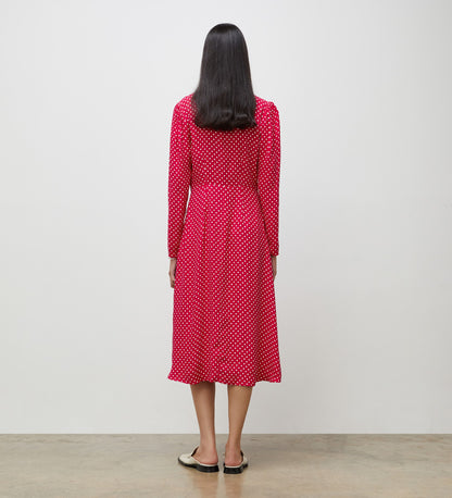 Lina Magenta Polka Dot Midi Dress