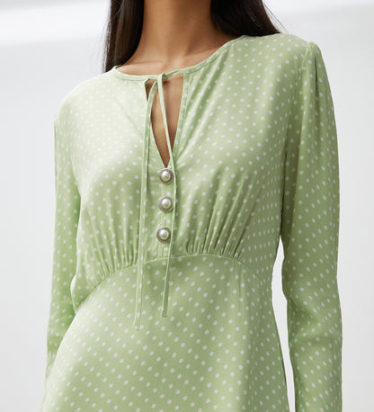 Lina Lime Spot Midi Dress