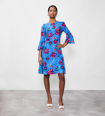 Quinn Blue Floral Knee Length Dress