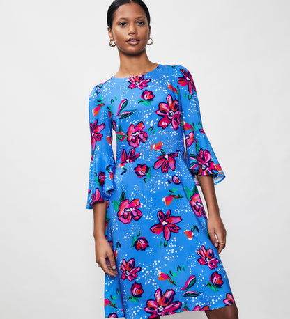 Quinn Blue Floral Knee Length Dress