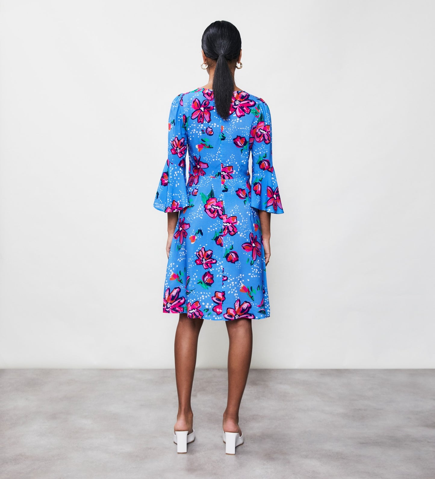 Quinn Blue Floral Knee Length Dress