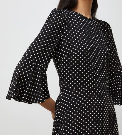 Quinn Black Spot Knee Length Dress