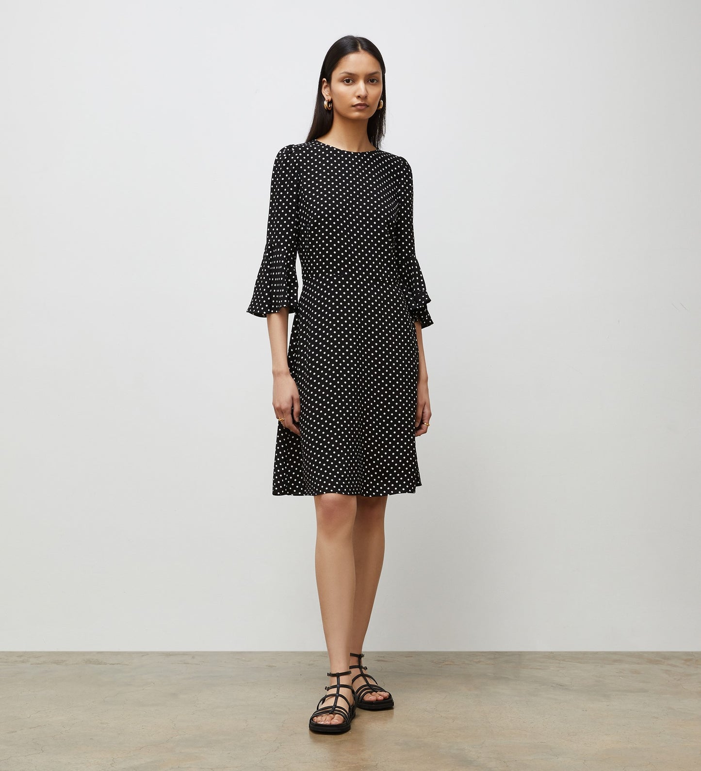 Quinn Black Spot Knee Length Dress