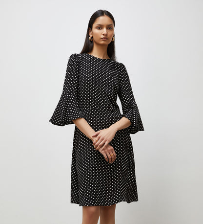 Quinn Black Spot Knee Length Dress