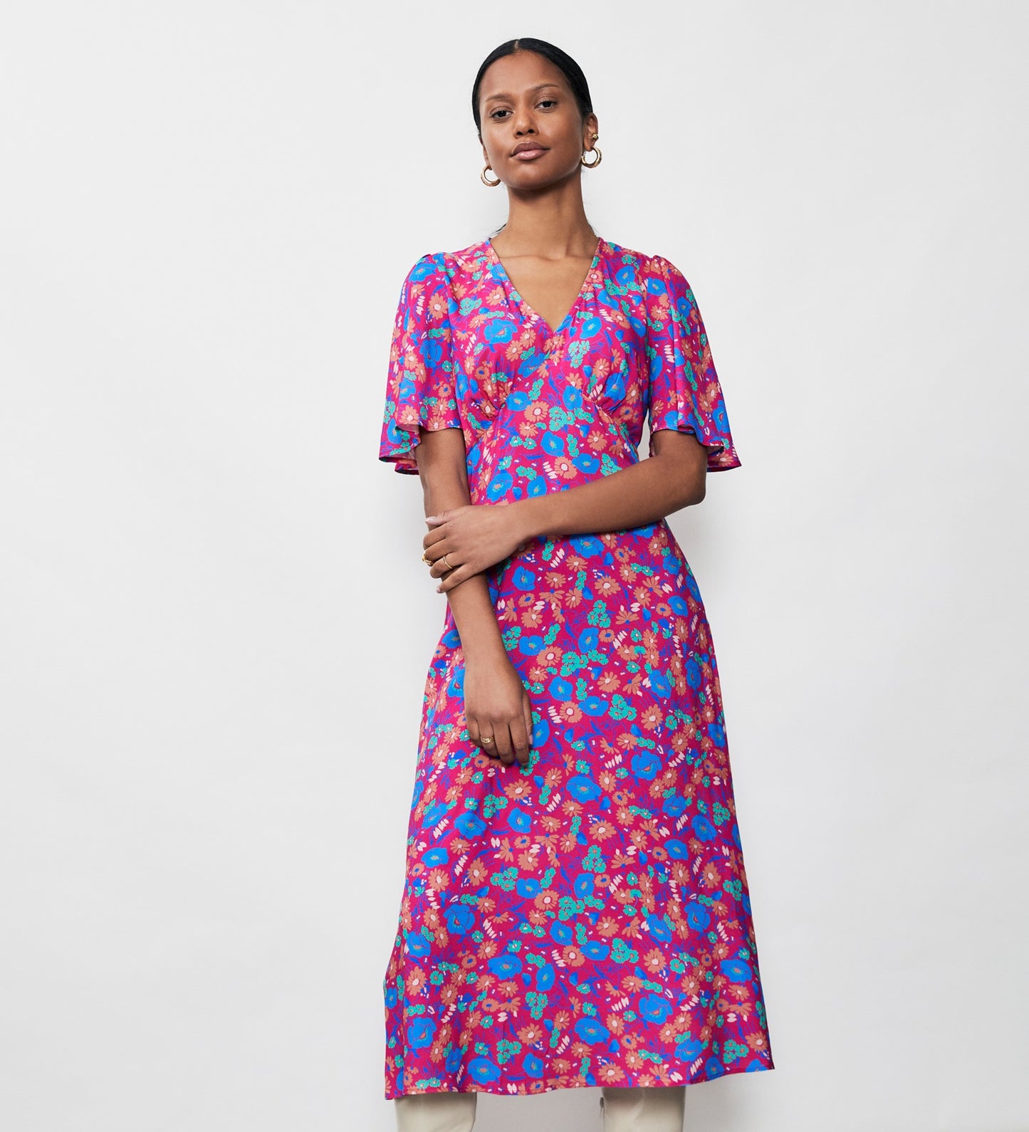 Cecile Pink Botanics Midi Dress