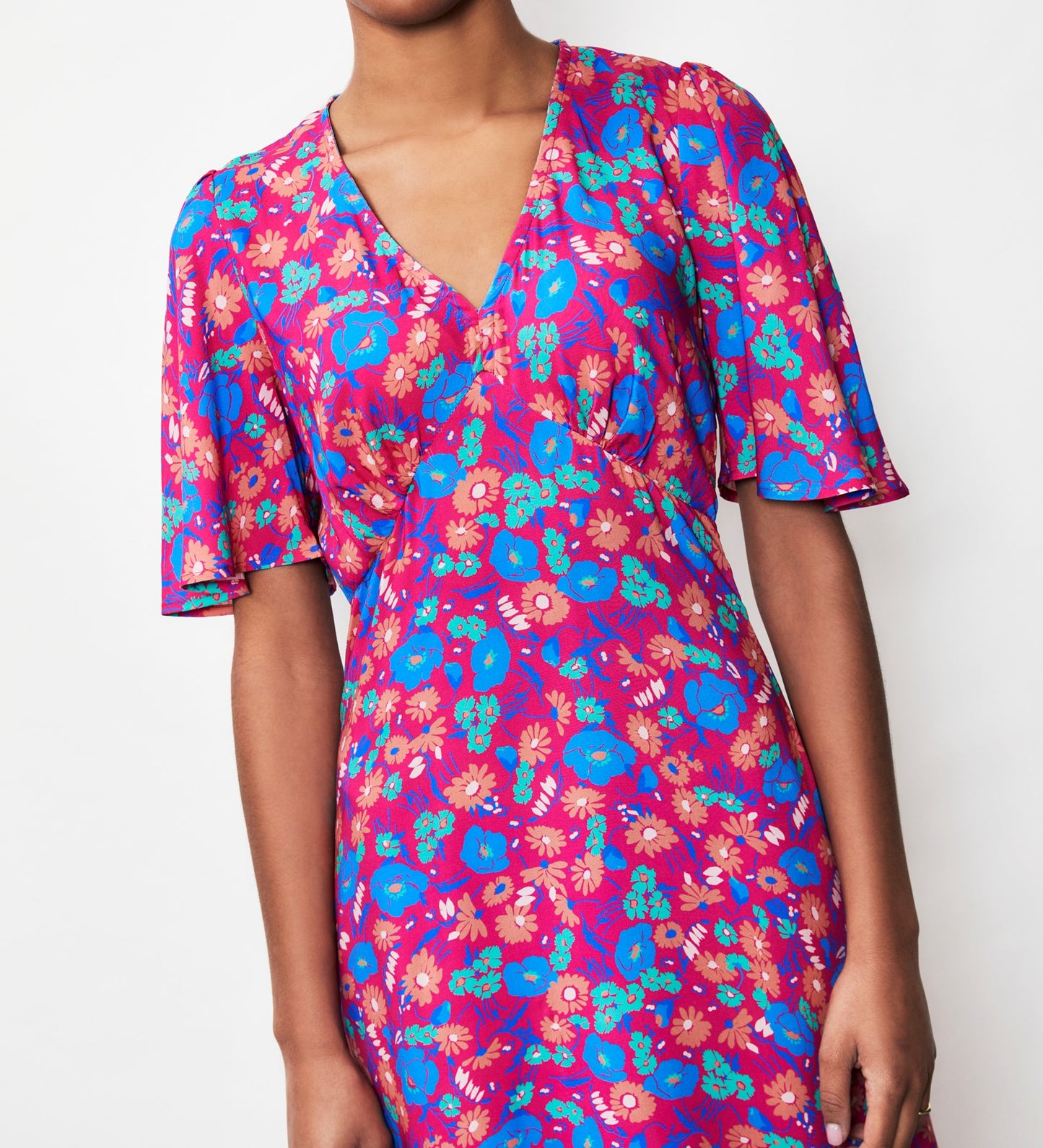 Cecile Pink Botanics Midi Dress