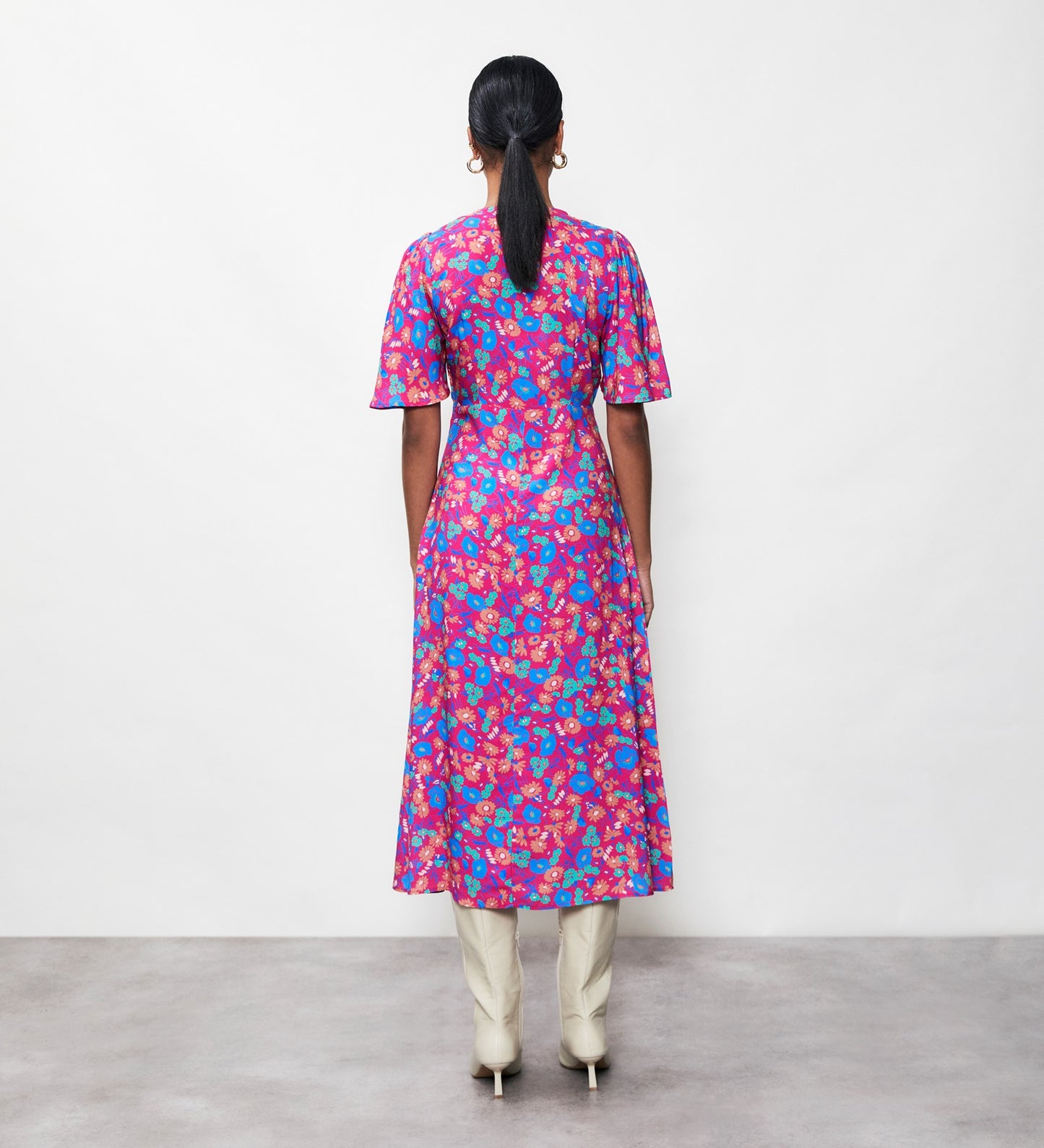 Cecile Pink Botanics Midi Dress