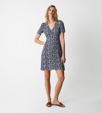 Mala Navy Floral Mini Dress