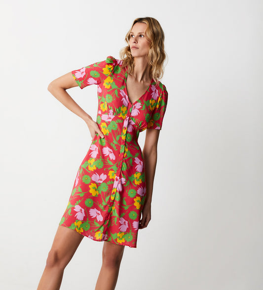 Mala Pink Flowers Mini Dress