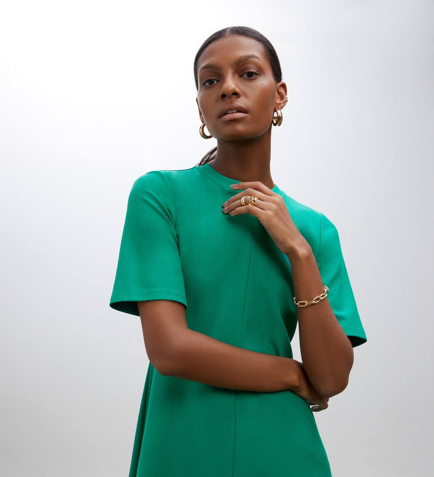 Ioana Green Ponte Jersey Dress