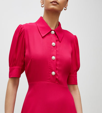 Jaela Magenta Midi Shirt Dress