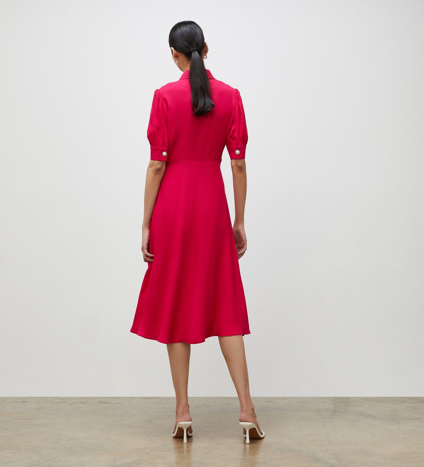 Jaela Magenta Midi Shirt Dress