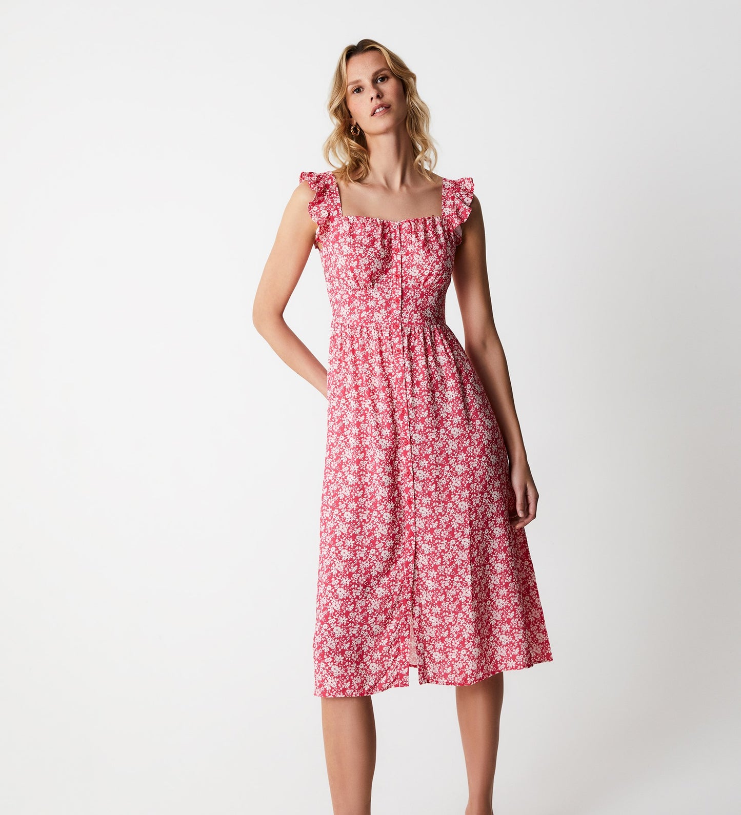 Ania Pink Floral Midi Dress