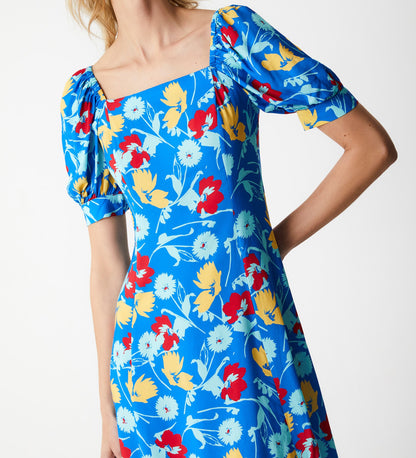 Barnett Blue Flowers Knee Length Dress