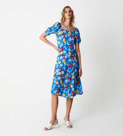 Barnett Blue Flowers Knee Length Dress