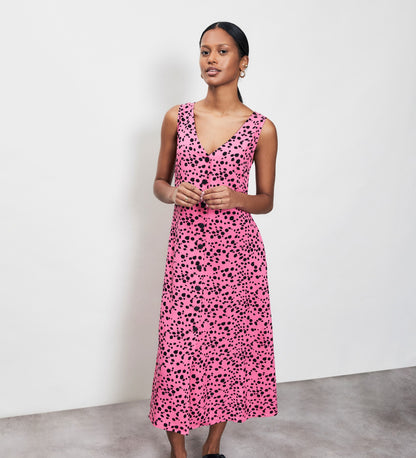 Basia Pink Animal Midi Dress