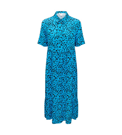 Belva Blue Animal Midi Shirt Dress