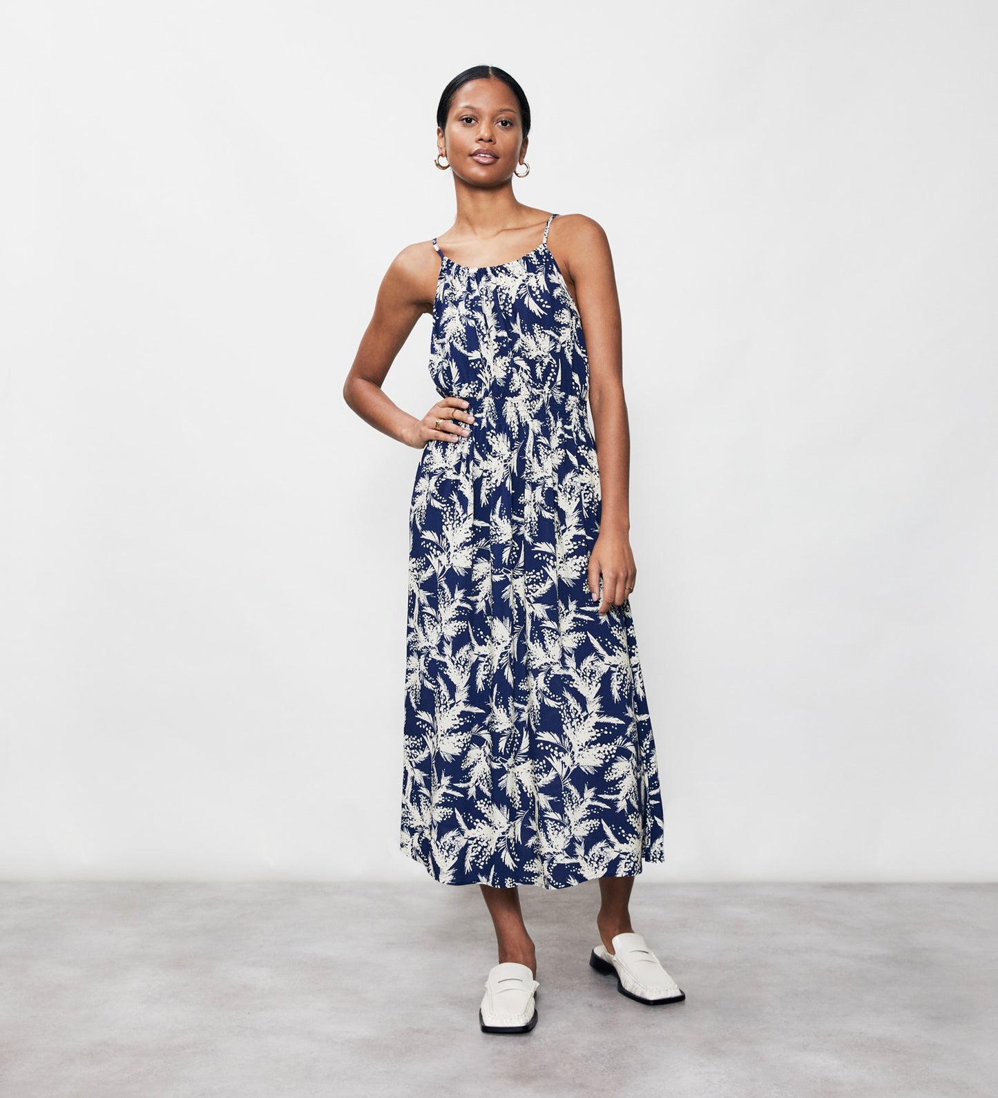 Tharushi Navy Mimosa Midi Dress