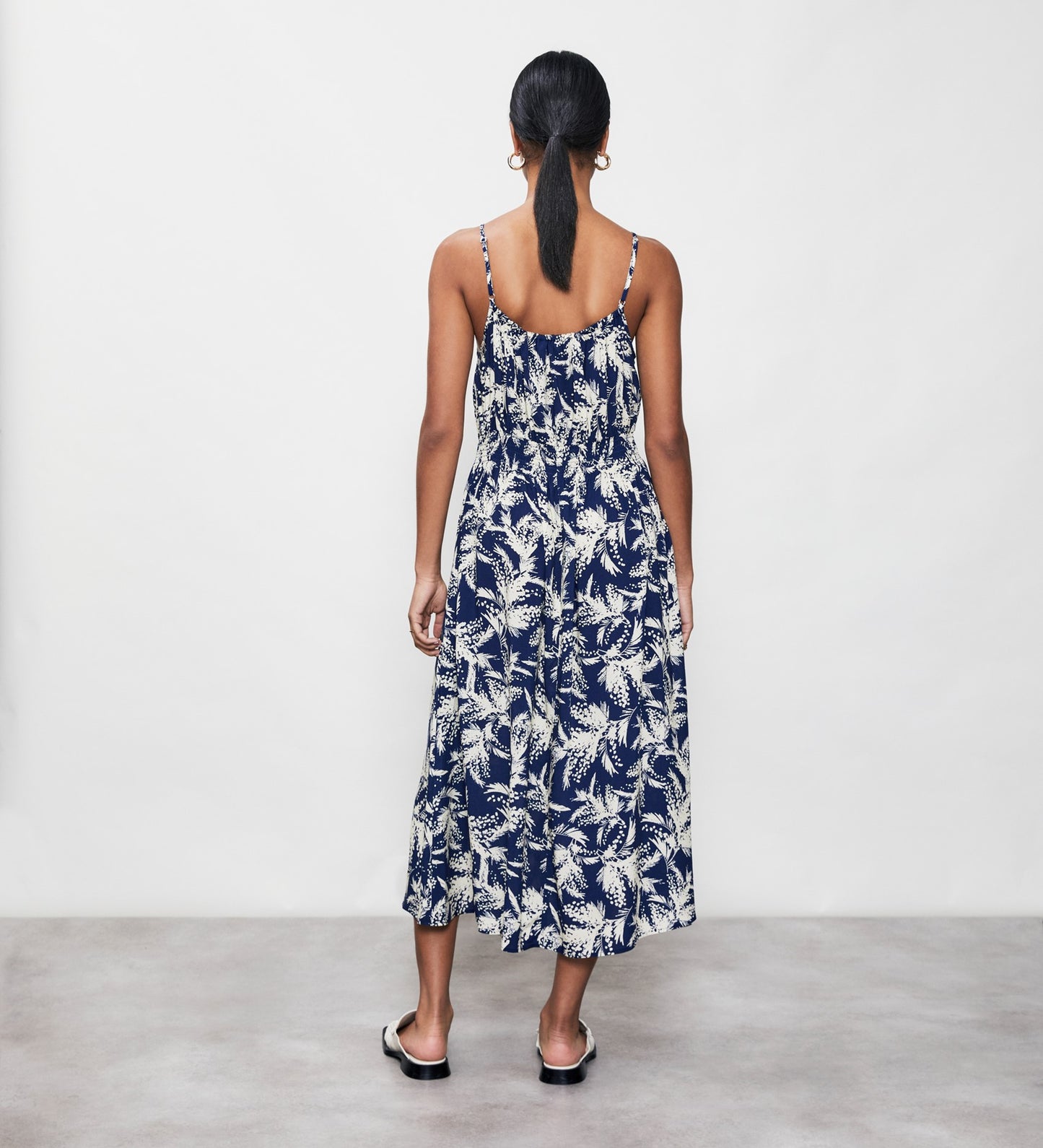 Tharushi Navy Mimosa Midi Dress