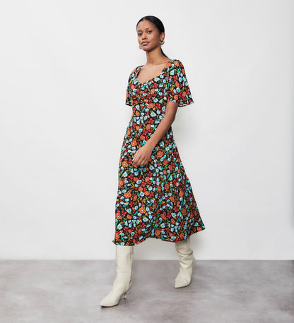 Becker Black Botanics Midi Dress