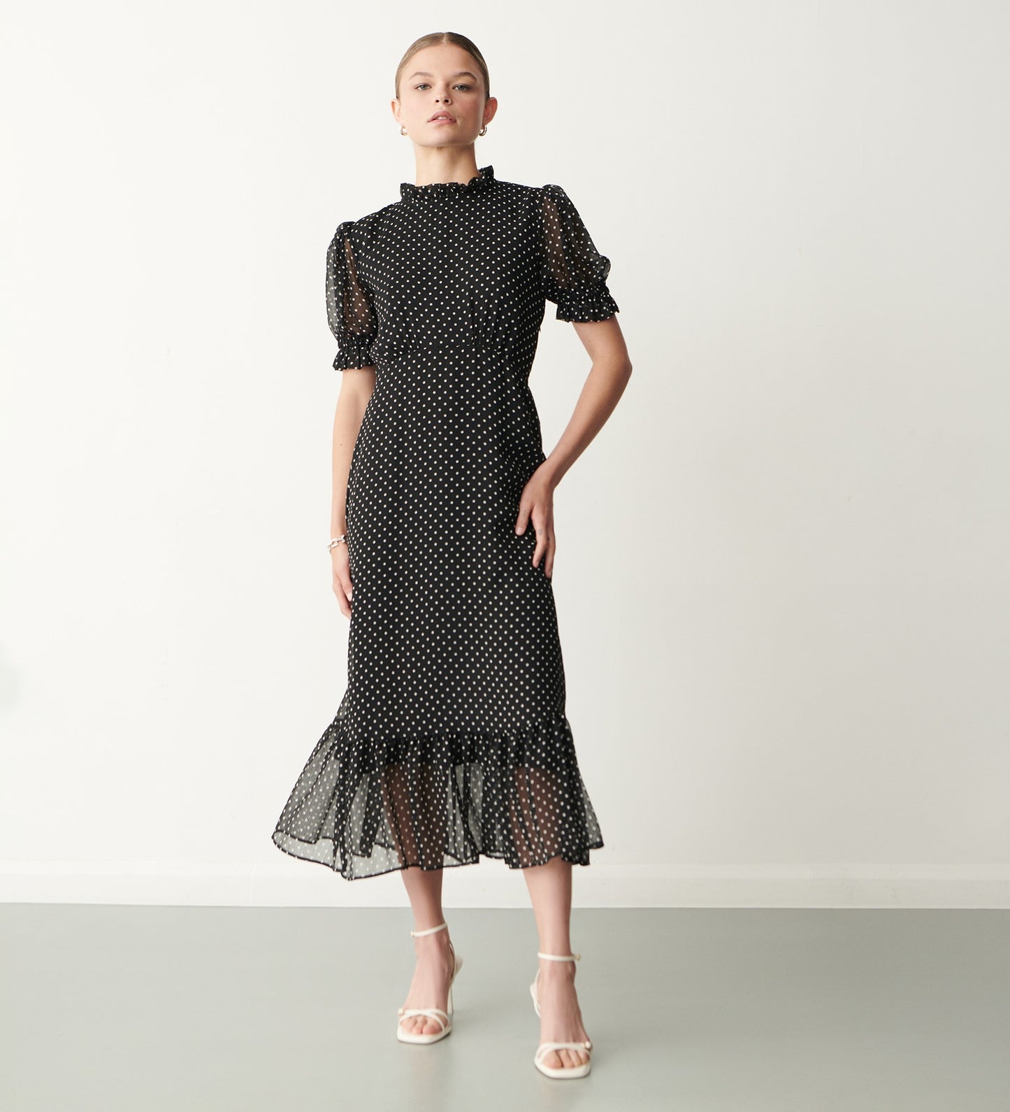 Camile Midi Black Spot Dress