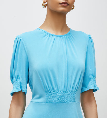 Alina Blue Crepe Midi Dress