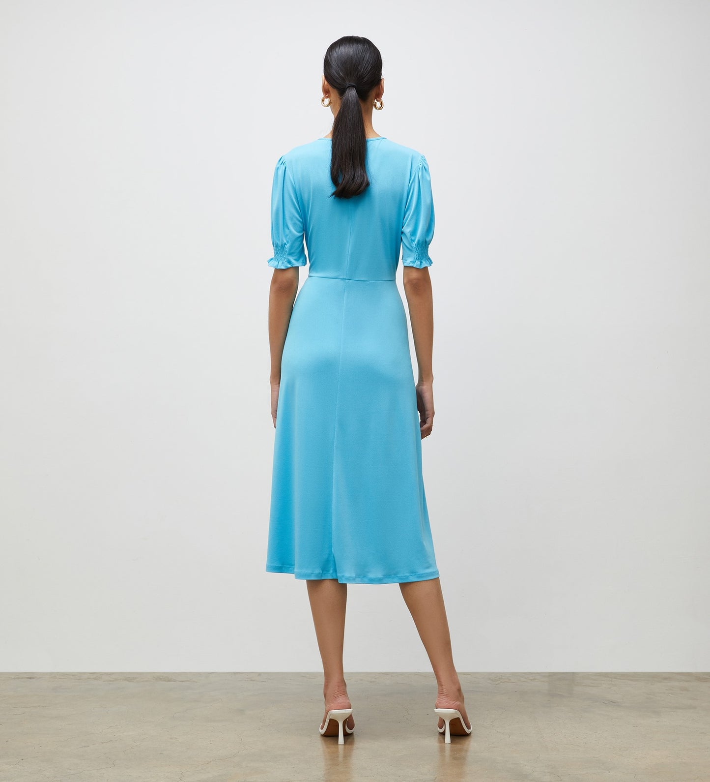 Alina Blue Crepe Midi Dress